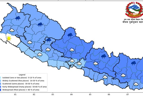 मनसुनी प्रभाव कायम, केही स्थानमा भारी वर्षाको सम्भावना