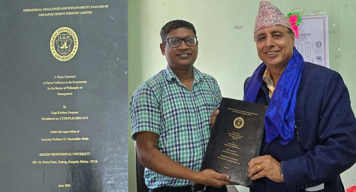 उदयपुर सिमेन्टबारे गोपीकृष्ण न्यौपानेको विद्यावारिधि, दैनिक १० हजार टन क्लिंकर उत्पादनको सम्भावना औँल्याइयो उदयपुर सिमेन्टबारे गोपीकृष्ण न्यौपानेको विद्यावारिधि, दैनिक १० हजार टन क्लिंकर उत्पादनको सम्भावना औँल्याइयो